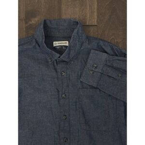 Magellan Men's Fishing Shirt Long Sleeve Vented Blue Oxford Size L Classic Fit